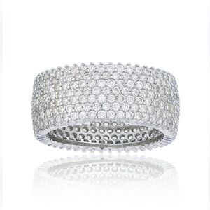 White Cubic Zirconia Micropave Multi Row Eternity in Sterling Silver
